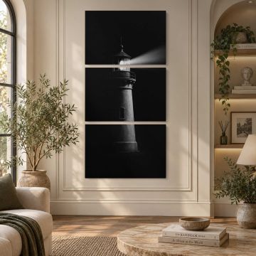 Lighthouse guiding through darkness canvas print, interior display view