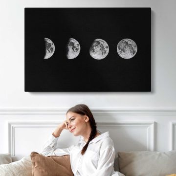 Lunar phase illustration canvas print, interior display view