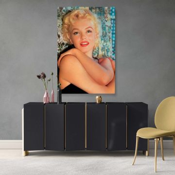 Blonde actress Marilyn Monroe with classic vintage expression and pose perfect for glamorous decor art lovers.