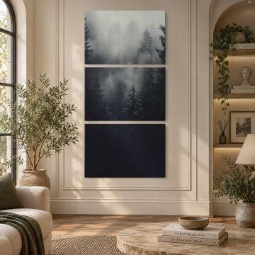 Misty Woodland Landscape canvas print, interior display view
