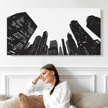 Monochrome City Skyline canvas print, interior display view