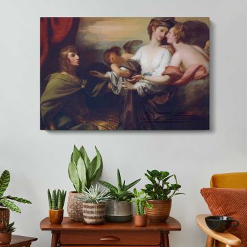 Mother and Children with Angels - canvas surface and wrapped edge detail