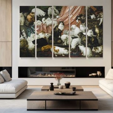 My Wife's Lovers by Carl Kahler - multi-panel canvas displayed in a modern living room