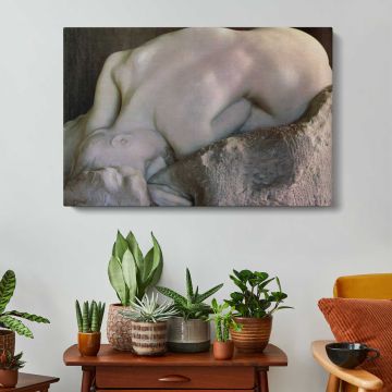 Naiad by Auguste Rodin - canvas surface and wrapped edge detail