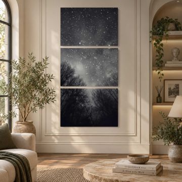 Night Sky Astronomy above the Forest canvas print, interior display view