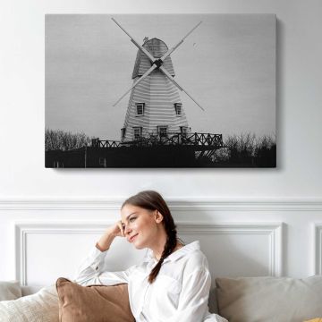Old windmill in countryside canvas print, interior display view