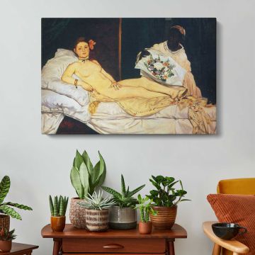 Olympia by Edouard Manet - canvas surface and wrapped edge detail
