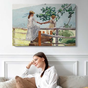 On the Stile (1878) by Winslow Homer canvas print, interior display view