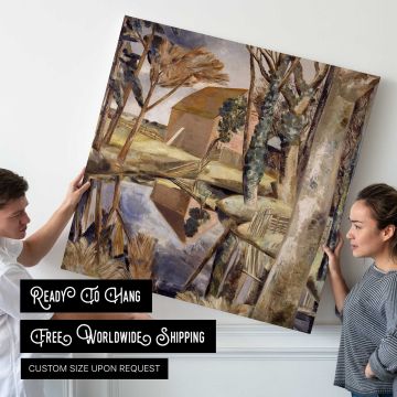 Oxenbridge Pond (1927-28) painting in high resolution by Paul Nash — room mockup view 4