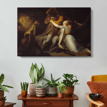 Percival Delivering Belisane from the Enchantment of Urma by Henry Fuseli - canvas surface and wrapped edge detail