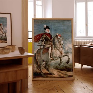 This museum-quality canvas wall art of Velazquez's Equestrian Portrait of Philip III brings dynamic motion, historical significance, and aristocratic style to any wall, from classic study rooms to elegant vintage-inspired hallways.