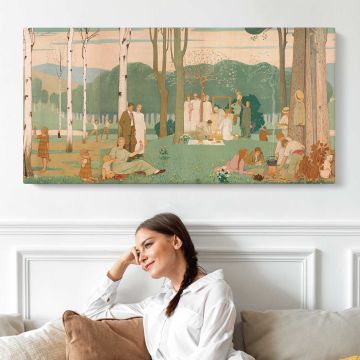 Picnic in the Park — single-panel canvas shown above a seated person