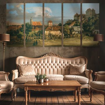 Pirna - The Obertor from the South by Bernardo Bellotto — three-panel canvas in a lounge