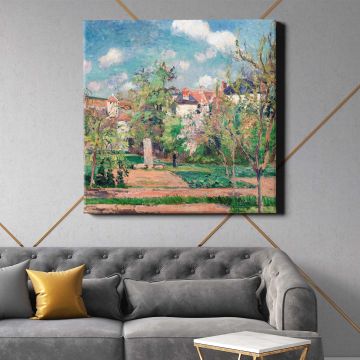 Pissarro Pontoise art print, impressionist painting, The Garden in the sun — room mockup view 21