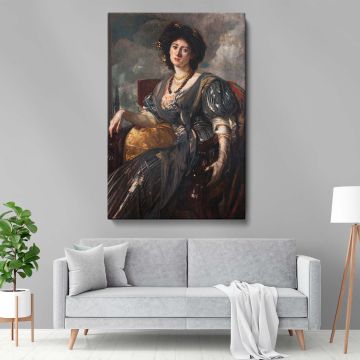 Elegant vintage wall art featuring the famous Portrait of Lady Michelham by Jacques-Emile Blanche, printed on high-quality canvas, perfect for adding an air of sophistication and historical charm to home, office, or gallery spaces.