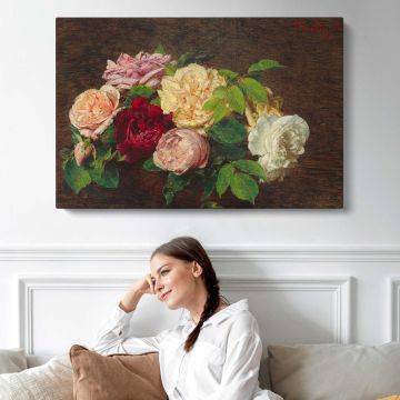 Roses by Henri Fantin-Latour canvas print, interior display view