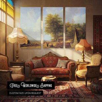 Schelfhout Andreas the Country Road - multi-panel canvas displayed in a classic lounge