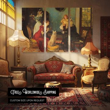 Schmutzler Leopold the Center of Attention - multi-panel canvas displayed in a classic lounge
