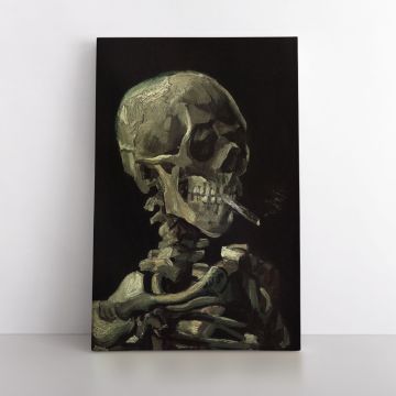Vincent Van Gogh Painting Skull With Burning Cigarette Abstract Canvas Wall Art
