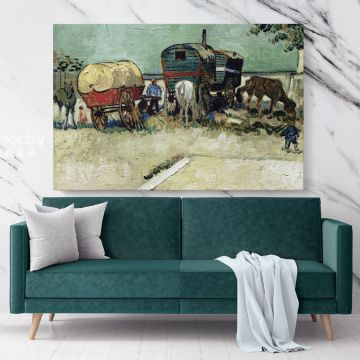 Encampment Of Gypsies With Caravans Painting by Vincent Van Gogh Dutch Painter Canvas Wall Art