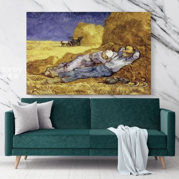 Noon Rest From Work Painting by Vincent Van Gogh Dutch Painter Original Canvas Wall Art