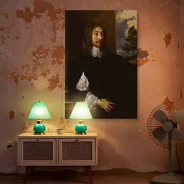 Wall canvas print of Portrait of Sir William Killigrew featuring luxurious clothing and soft lighting, highlighting Van Dyck's baroque portraiture, a compelling art choice for classical home decor or traditional interior design themes.