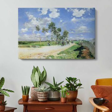 Summer River Landscape - canvas surface and wrapped edge detail