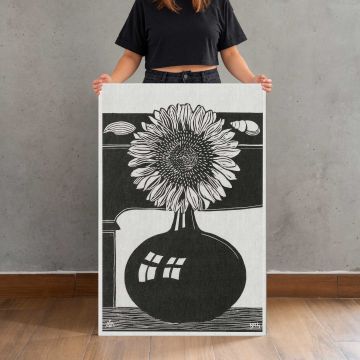 Sunflower (Zonnebloem) (1914) by Samuel Jessurun de Mesquita canvas print, canvas shown with a person for scale