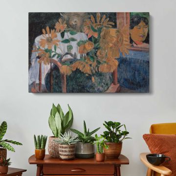 Sunflowers by Paul Gauguin - canvas surface and wrapped edge detail