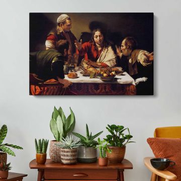Supper at Emmaus by Caravaggio - canvas surface and wrapped edge detail