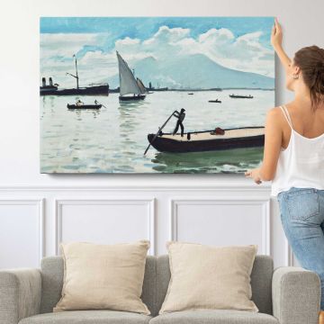 The Bay of Naples by Albert Marquet - single-panel canvas shown with a person for scale