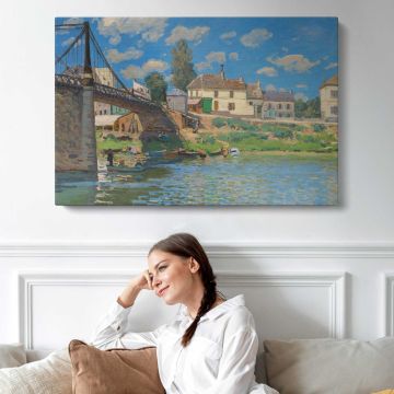 The Bridge at Villeneuve-la-Garenne by Alfred Sisley canvas print, interior display view