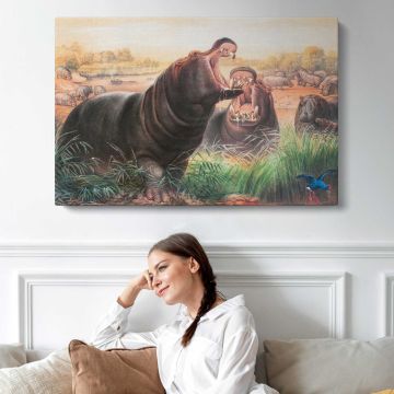 The Hippopotamus by Joseph Wolf Canvas Print