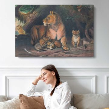 The Lion by Joseph Wolf canvas print, interior display view