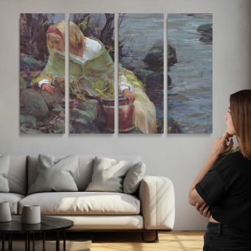 Therefore-i-will-remember-you-large by Daniel Gerhartz - multi-panel canvas displayed above a sofa