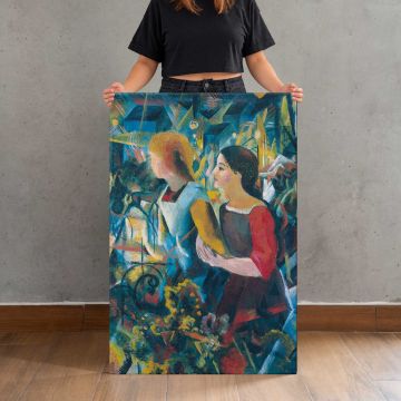Two Girls, 1913 by August Macke canvas print, canvas shown with a person for scale
