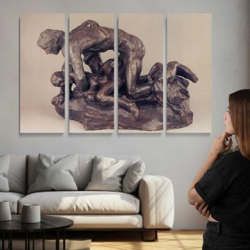 Ugolino by Auguste Rodin - multi-panel canvas displayed above a sofa