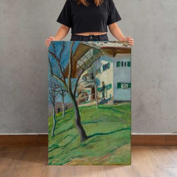 Unser Häuschen in Tegernsee (1910) by August Macke canvas print, canvas shown with a person for scale