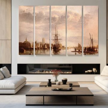 View of Dordrecht by Aelbert Cuyp - multi-panel canvas displayed in a modern living room