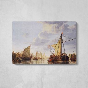 View of the Maas at Dordrecht by Aelbert Cuyp - canvas rear frame and hanging hardware