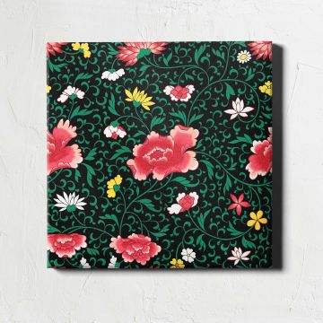 Vintage seamless pattern flower background, colorful oriental flower graphic — room mockup view 5