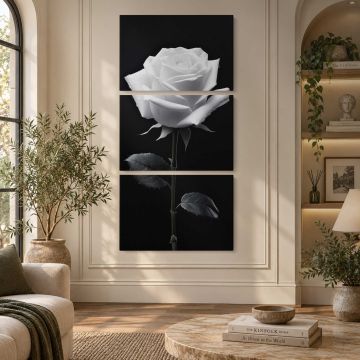 White Rose in Monochrome canvas print, interior display view