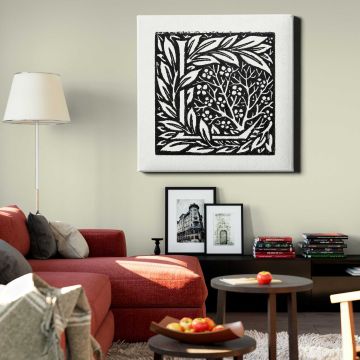 William Morris Love is Enough - Initial letter 'L' entwined with Laurel Leaves (1866–1867) — room mockup view 22