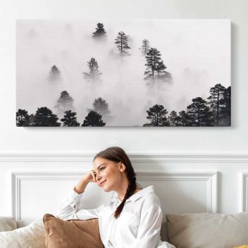 Winter Landscape in Monochrome canvas print, interior display view