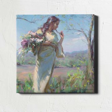 Woman Gathering Wildflowers by Daniel Gerhartz — room mockup view 5