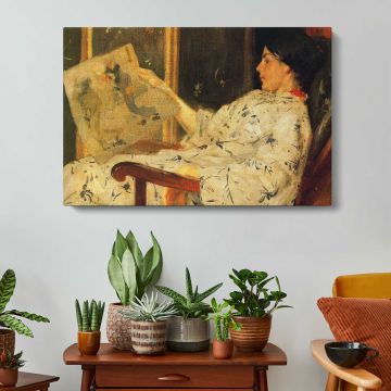 Woman Reclining on a Sofa - canvas rear frame and hanging hardware