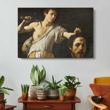Woman with a Mirror by Caravaggio - canvas rear frame and hanging hardware