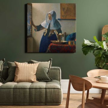 Young Woman with a Water Pitcher (ca.1662–1665) by Johannes VERMEER — room mockup view 15