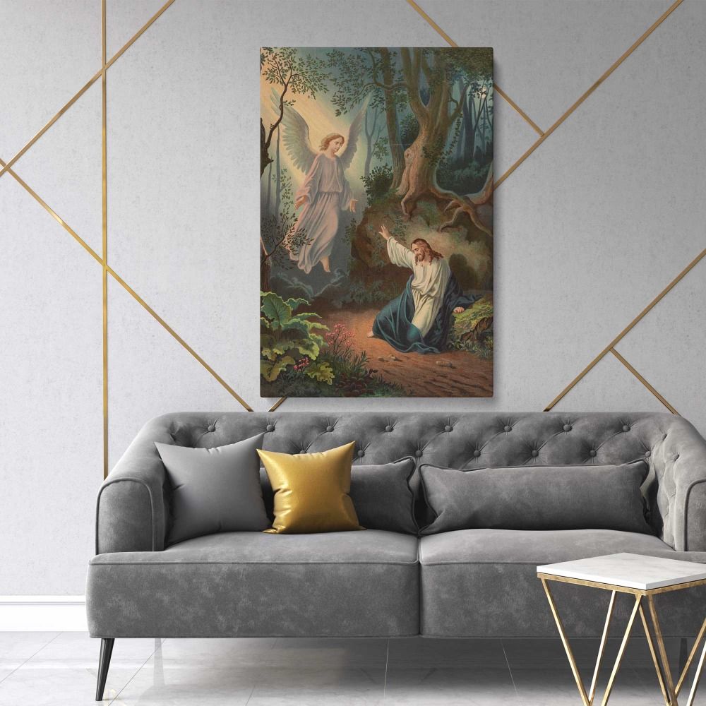 Biblical scene Christ with angel canvas wall art - Image 2