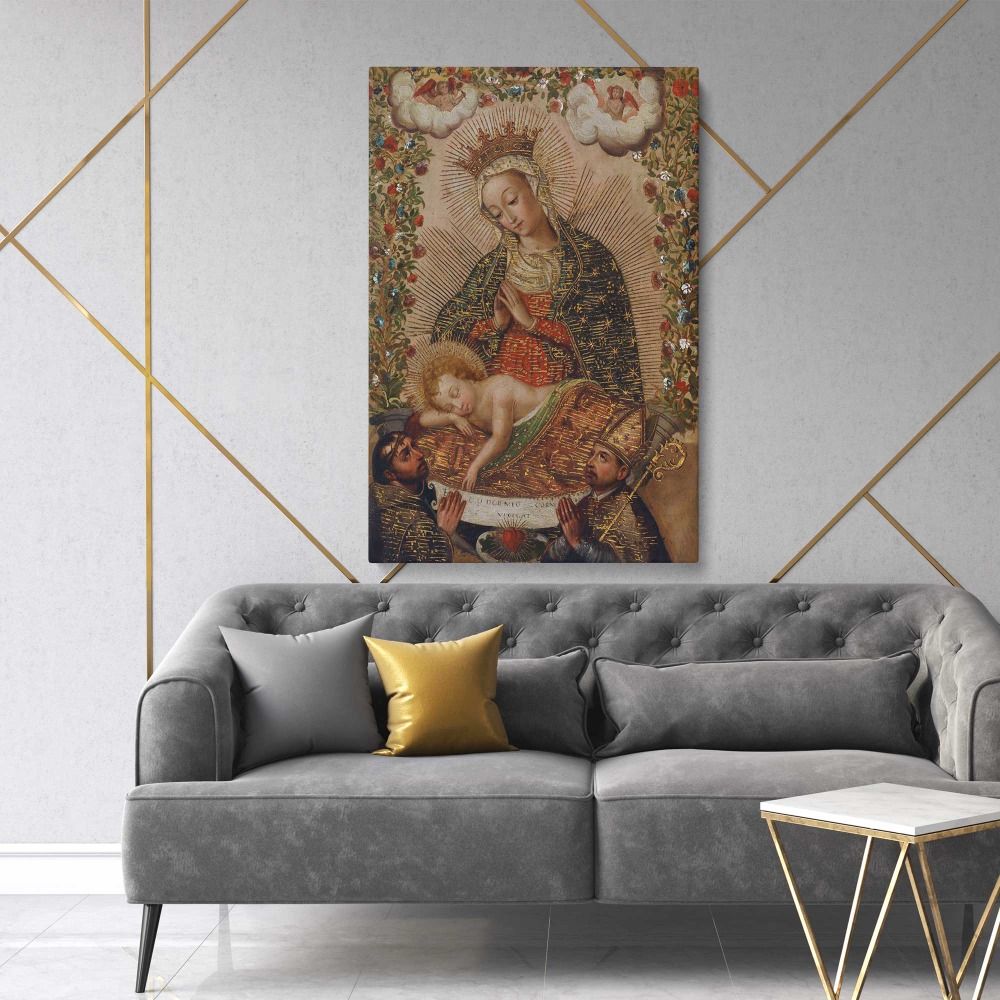 The Virgin Adoring the Christ Child with Two Saints La Virgin adorando al Nino Jesus con dos santos canvas wall art - Image 2